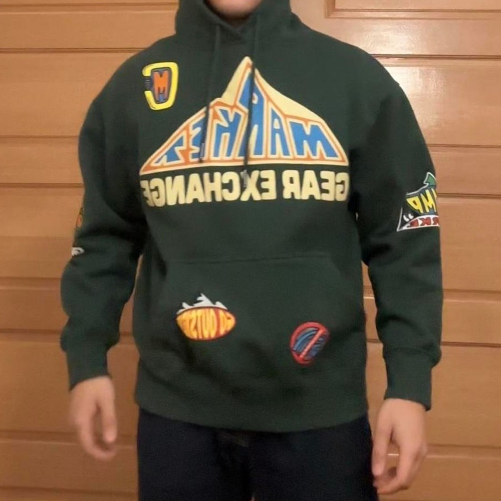 NWT Market Gear Exchange Graphic Cotton Hoodie Forest Green M RARE